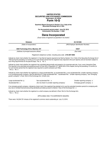 Thumbnail Dana Incorporated 10-Q Quarterly Report FY2018 