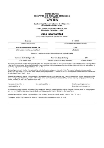 Thumbnail Dana Incorporated 10-Q Quarterly Report FY2019 