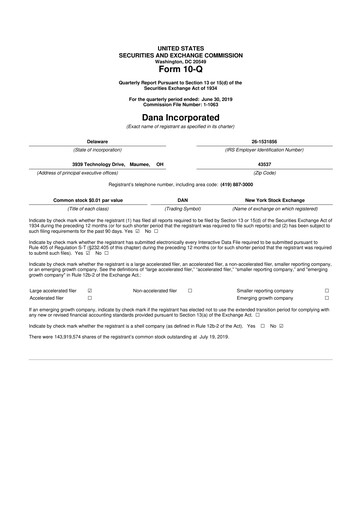 Thumbnail Dana Incorporated 10-Q Quarterly Report FY2019 