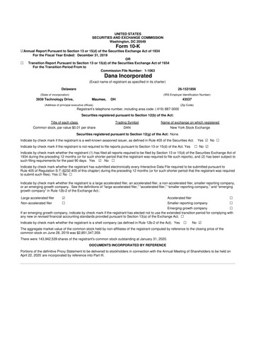 Thumbnail Dana Incorporated 10-K Annual Report 2019