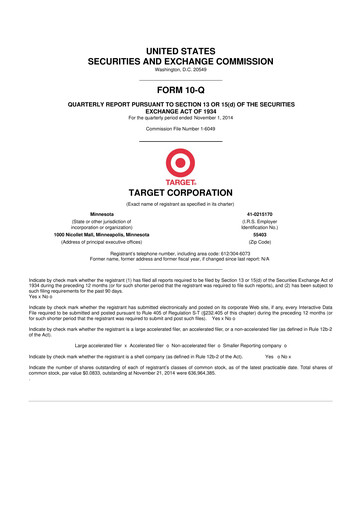 Miniature Target 10-Q Rapport trimestriel 2014 
