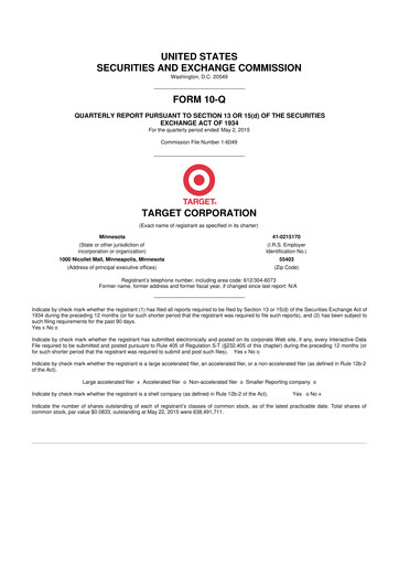 Miniature Target 10-Q Rapport trimestriel 2015 