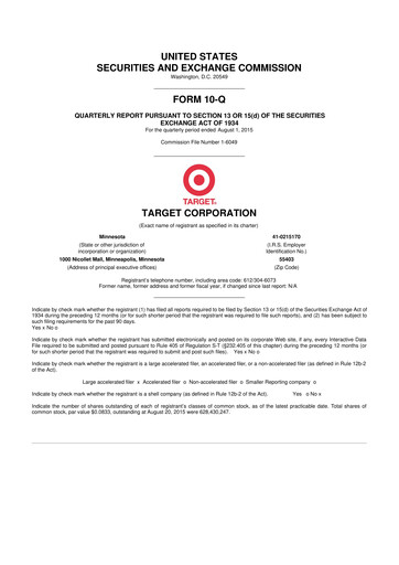 Miniature Target 10-Q Rapport trimestriel 2015 