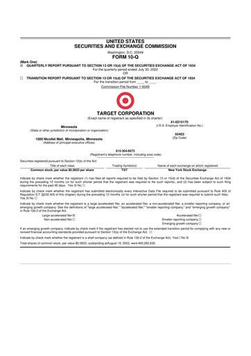 Miniature Target 10-Q Rapport trimestriel 2022 