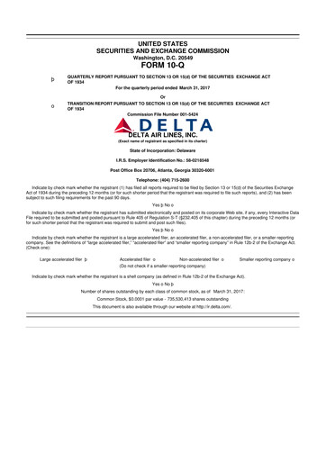 Thumbnail Delta Air Lines 10-Q Quarterly Report FY2017 