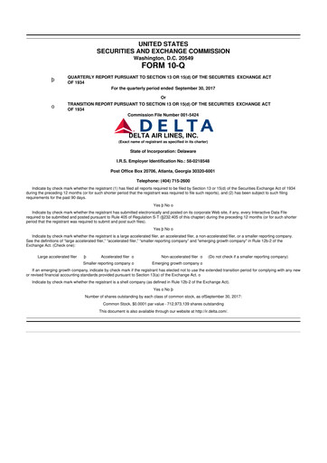Thumbnail Delta Air Lines 10-Q Quarterly Report FY2017 