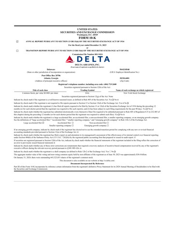 Thumbnail Delta Air Lines 10-K Annual Report 2023