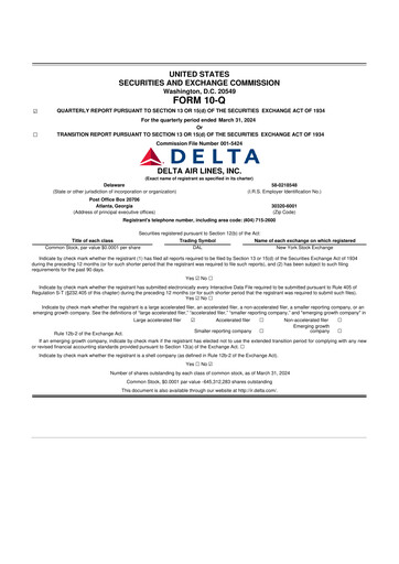 Thumbnail Delta Air Lines 10-Q Quarterly Report FY2024 
