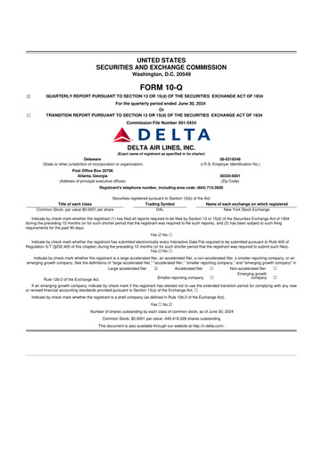 Thumbnail Delta Air Lines 10-Q Quarterly Report FY2024 