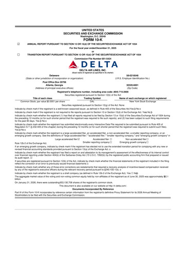 Thumbnail Delta Air Lines 10-K Annual Report 2025