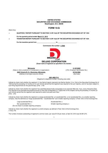 Thumbnail Deluxe Corporation 10-Q Quarterly Report FY2012 