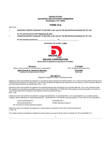 Thumbnail Deluxe Corporation 10-Q Quarterly Report FY2012 