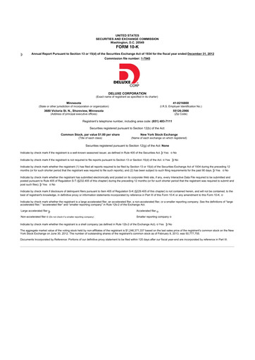 Thumbnail Deluxe Corporation 10-K Annual Report 2012