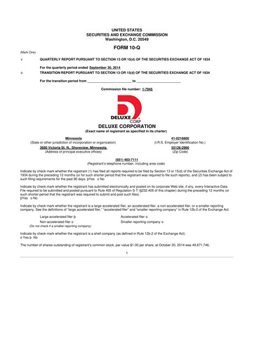 Thumbnail Deluxe Corporation 10-Q Quarterly Report FY2014 