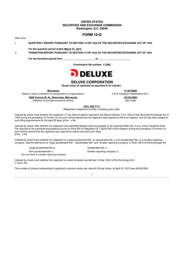 Thumbnail Deluxe Corporation 10-Q Quarterly Report FY2015 