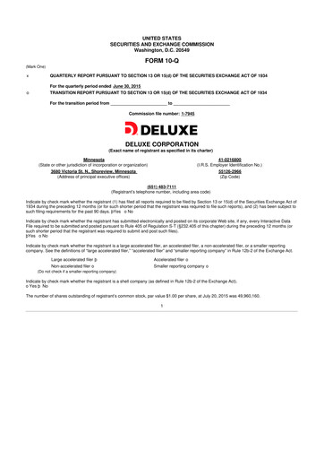 Thumbnail Deluxe Corporation 10-Q Quarterly Report FY2015 