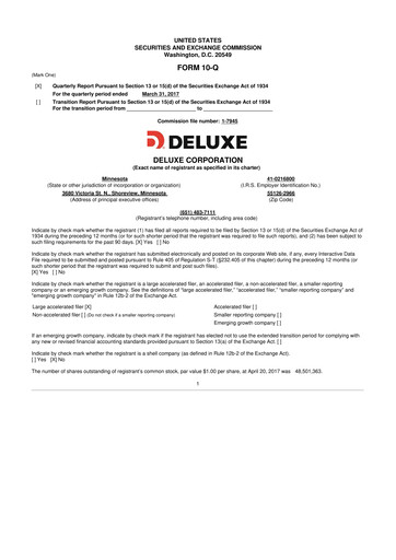 Thumbnail Deluxe Corporation 10-Q Quarterly Report FY2017 