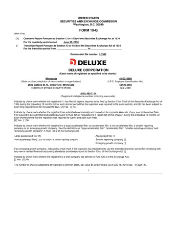 Thumbnail Deluxe Corporation 10-Q Quarterly Report FY2018 