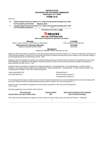 Thumbnail Deluxe Corporation 10-Q Quarterly Report FY2019 