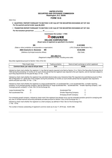 Thumbnail Deluxe Corporation 10-Q Quarterly Report FY2019 