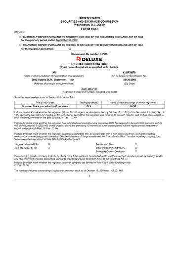 Thumbnail Deluxe Corporation 10-Q Quarterly Report FY2019 