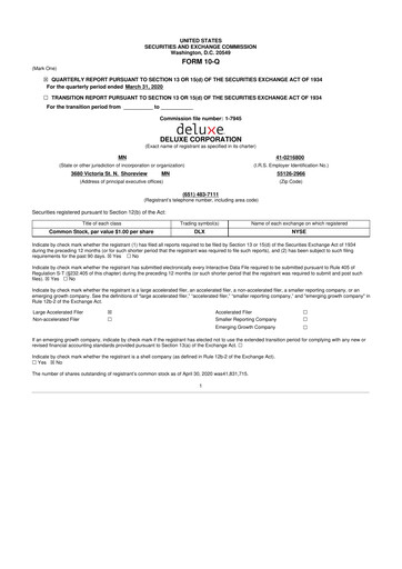 Thumbnail Deluxe Corporation 10-Q Quarterly Report FY2020 