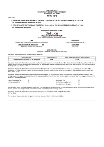 Thumbnail Deluxe Corporation 10-Q Quarterly Report FY2020 