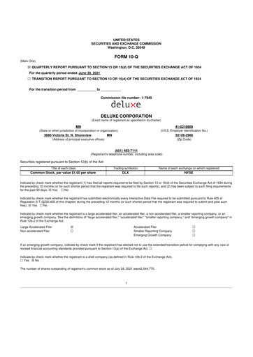 Thumbnail Deluxe Corporation 10-Q Quarterly Report FY2021 
