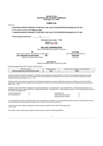 Thumbnail Deluxe Corporation 10-Q Quarterly Report FY2022 