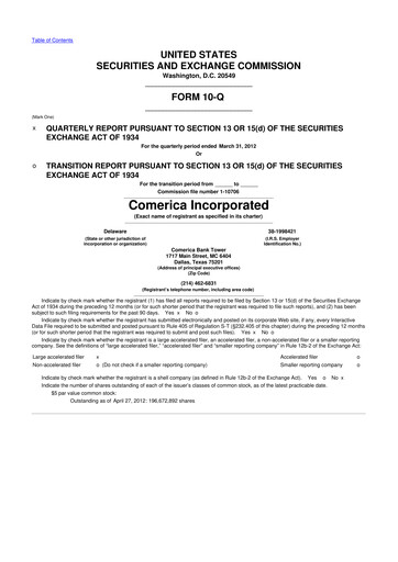 Vorschaubild Comerica 10-Q Quartalsbericht 2012 