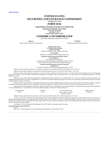 Thumbnail Comerica 10-K Annual Report 2012