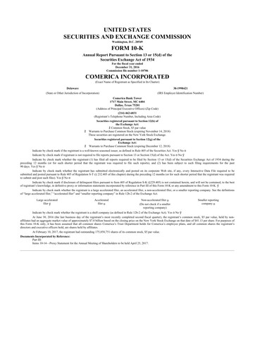 Thumbnail Comerica 10-K Annual Report 2016