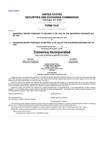 Vorschaubild Comerica 10-Q Quartalsbericht 2017 