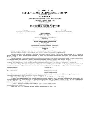 Thumbnail Comerica 10-K Annual Report 2018