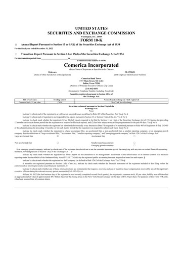 Thumbnail Comerica 10-K Annual Report 2022