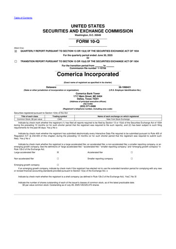 Vorschaubild Comerica 10-Q Quartalsbericht 2025 