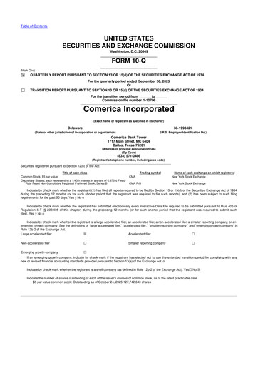 Vorschaubild Comerica 10-Q Quartalsbericht 2025 