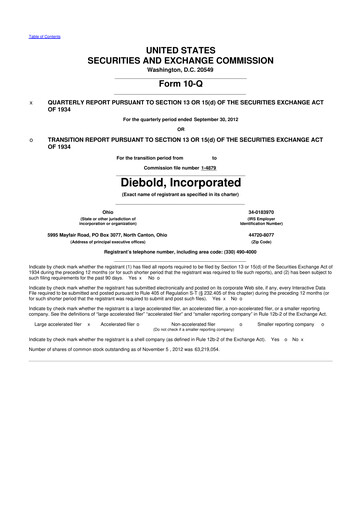 Thumbnail Diebold Nixdorf
 10-Q Quarterly Report FY2012 