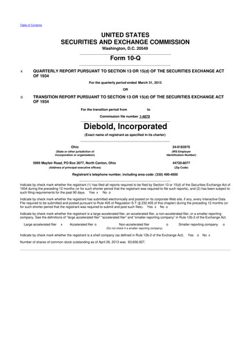 Thumbnail Diebold Nixdorf
 10-Q Quarterly Report FY2013 