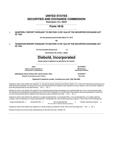 Thumbnail Diebold Nixdorf
 10-Q Quarterly Report FY2015 