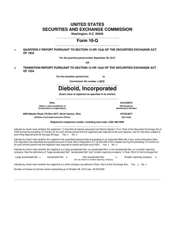 Thumbnail Diebold Nixdorf
 10-Q Quarterly Report FY2015 