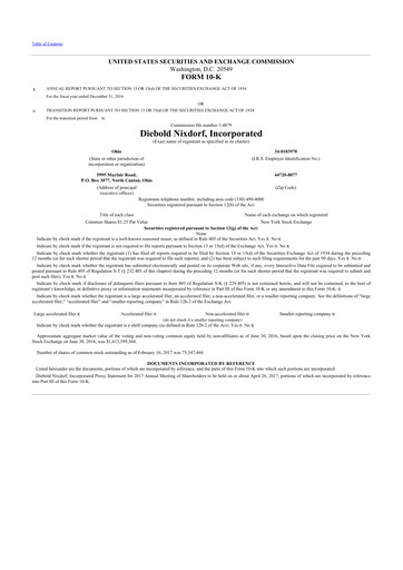 Thumbnail Diebold Nixdorf
 10-K Annual Report 2016