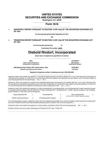 Thumbnail Diebold Nixdorf
 10-Q Quarterly Report FY2017 