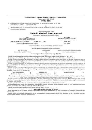 Thumbnail Diebold Nixdorf
 10-K Annual Report 2020