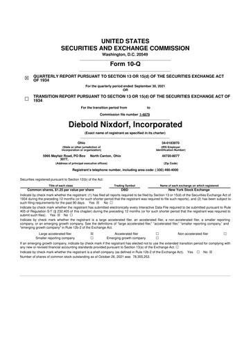 Thumbnail Diebold Nixdorf
 10-Q Quarterly Report FY2021 