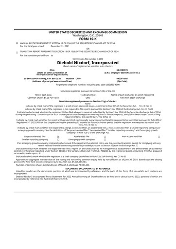 Thumbnail Diebold Nixdorf
 10-K Annual Report 2021