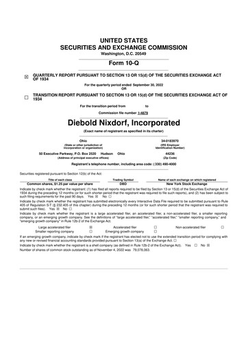 Thumbnail Diebold Nixdorf
 10-Q Quarterly Report FY2022 