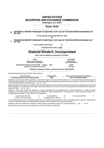 Thumbnail Diebold Nixdorf
 10-Q Quarterly Report FY2023 