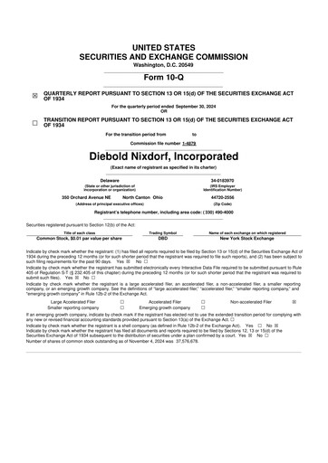 Thumbnail Diebold Nixdorf
 10-Q Quarterly Report FY2024 