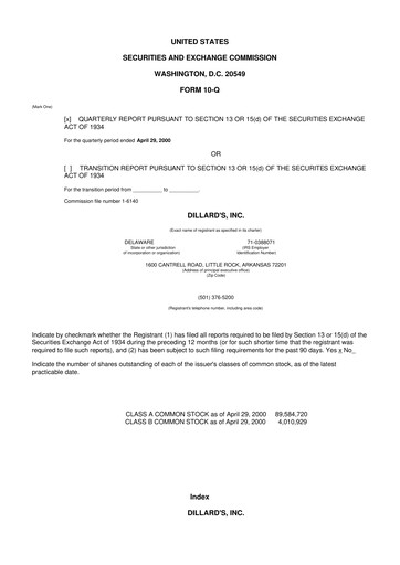 Miniature Dillard's
 10-Q Rapport trimestriel  